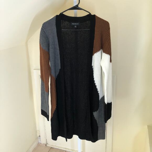Fortune + Ivy NWOT Color Block Open Front Longline Knit Sweater Size M - Picture 1 of 5